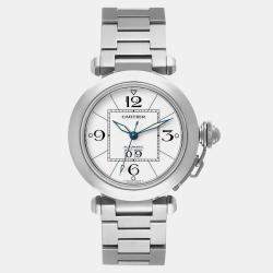 Cartier Pasha C Big Date Midsize Steel White Dial Mens Watch W31055M7