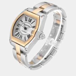 Cartier Roadster Steel Yellow Gold Silver Dial Men's Watch W62031Y4 38 x 43 mm