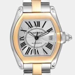 Cartier Roadster Steel Yellow Gold Silver Dial Men's Watch W62031Y4 38 x 43 mm