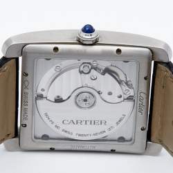 Pre Owned Cartier Silver Stainless Steel Alligator Tank MC W5330003 Men's Wristwatch 35 mm