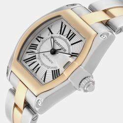 Cartier Roadster Steel Yellow Gold Silver Dial Men's Watch 38 mm