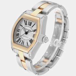 Cartier Roadster Steel Yellow Gold Silver Dial Men's Watch 38 mm