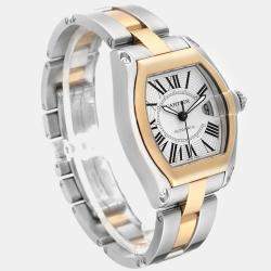 Cartier Roadster Steel Yellow Gold Silver Dial Men's Watch 38 mm