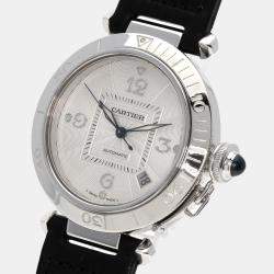 Cartier Silver 18k White Gold Pasha W3013756 Automatic Men's Wristwatch 38 mm