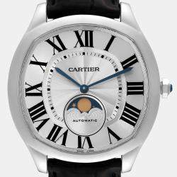 Cartier Drive Silver Dial Moonphase Steel Men's Watch 40 mm