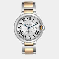 Cartier Ballon Bleu Silver Dial Steel Yellow Gold Men's Watch 42.1 mm