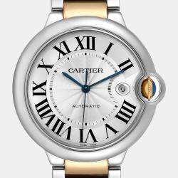 Cartier Ballon Bleu Silver Dial Steel Yellow Gold Men's Watch 42.1 mm