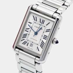 Pre Owned Cartier Silver Stainless Steel Tank Must WSTA0053 Men's Wristwatch 31 mm