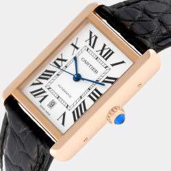 Cartier Tank Solo XL Rose Gold Silver Dial Men's Watch 31 mm