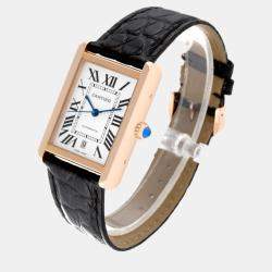 Cartier Tank Solo XL Rose Gold Silver Dial Men's Watch 31 mm