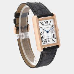 Cartier Tank Solo XL Rose Gold Silver Dial Men's Watch 31 mm