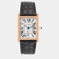 Cartier Tank Solo XL Rose Gold Silver Dial Men's Watch 31 mm