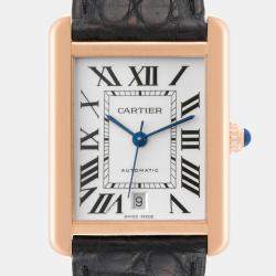 Cartier Tank Solo XL Rose Gold Silver Dial Men's Watch 31 mm