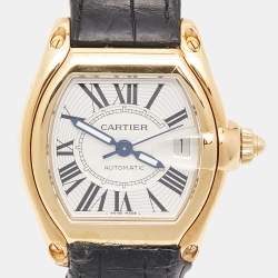 Pre Owned Cartier White Yellow Gold Roadster Automatic Men's Wristwatch