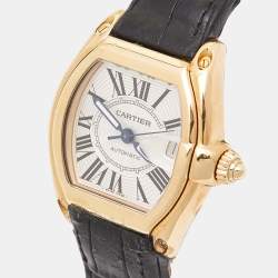 Pre Owned Cartier White Yellow Gold Roadster Automatic Men's Wristwatch