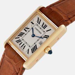 Cartier Tank Louis Yellow Gold Brown Leather Strap Men's Watch W1529756 25 x 33 mm