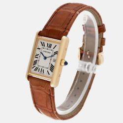 Cartier Tank Louis Yellow Gold Brown Leather Strap Men's Watch W1529756 25 x 33 mm