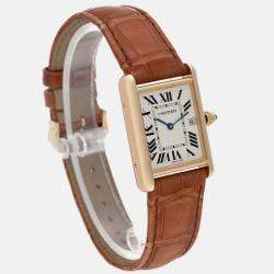 Cartier Tank Louis Yellow Gold Brown Leather Strap Men's Watch W1529756 25 x 33 mm