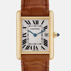 Cartier Tank Louis Yellow Gold Brown Leather Strap Men's Watch W1529756 25 x 33 mm