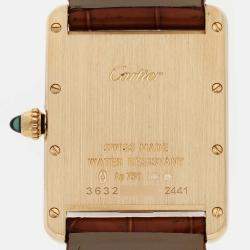 Cartier Tank Louis Yellow Gold Brown Leather Strap Men's Watch W1529756 25 x 33 mm