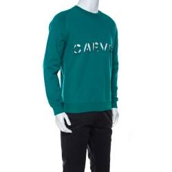 Carven Teal Green Cotton Cutout Detail Sweatshirt L
