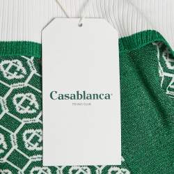 Pre Owned Casablanca Green Logo Lurex Jacquard Polo T-Shirt S