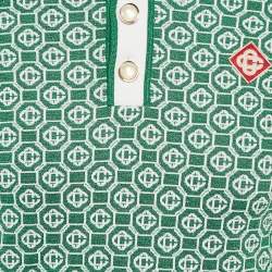 Pre Owned Casablanca Green Logo Lurex Jacquard Polo T-Shirt S