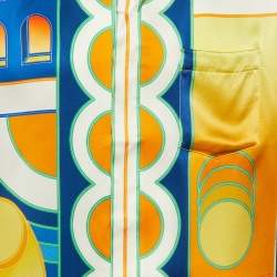 Pre Owned قميص كازابلانكا بنقشة متعددة الألوان بنادي التنس بياقة كوبية بأكمام قصيرة مقاس متوسط (ميديم)