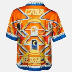 Pre Owned Casablanca Multicolor Escalier Infini Print Silk Short Sleeve Shirt M