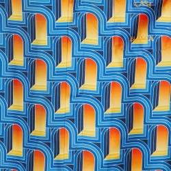 Pre Owned قميص كازابلانكا حرير مطبوع أزرق لارش دي نوي بأكمام قصيرة مقاس متوسط (ميديم)