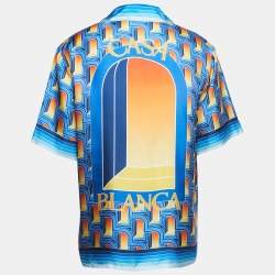Casablanca Blue L'arche de Nuit Silk Cuban Collar Shirt L