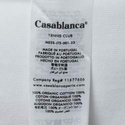 Pre Owned Casablanca White Floral Logo Print Cotton T-Shirt L