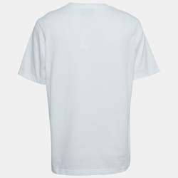 Pre Owned Casablanca White Floral Logo Print Cotton T-Shirt L