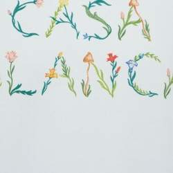 Pre Owned Casablanca White Floral Logo Print Cotton T-Shirt L