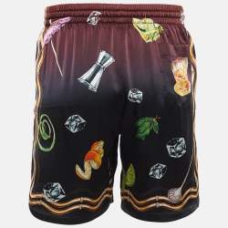 Casablanca Club Black Print Silk Sunset Shorts M