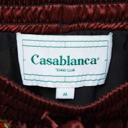 Casablanca Club Black Print Silk Sunset Shorts M