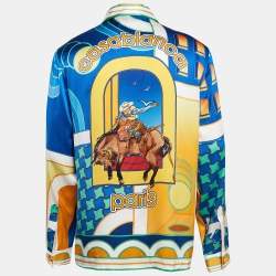Casablanca Multicolor Paysage Print Satin Silk Shirt M