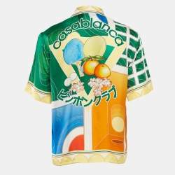 Casablanca Multicolor Silk Reve De Tennis Short Sleeve Shirt S