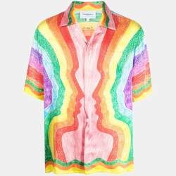 Casablanca Multicolor Mind Vibrations Print Satin Silk Shirt S