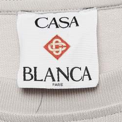 Casablanca Grey Greek Temple Applique Jersey T-Shirt L