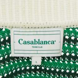 Casablanca White Striped Crochet Short Sleeve Shirt L