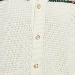 Casablanca White Striped Crochet Short Sleeve Shirt L