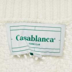 Casablanca White Striped Crochet Short Sleeve Shirt L