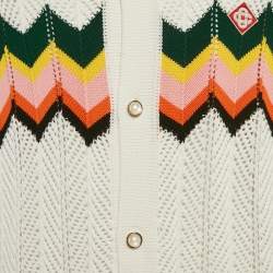 Casablanca White Striped Crochet Short Sleeve Shirt L