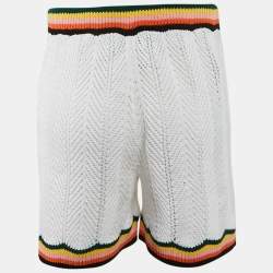 Casablanca White Striped Crochet Tennis Club Shorts L