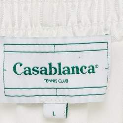 Casablanca White Striped Silk Tennis Club Shorts L