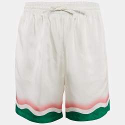 Casablanca White Striped Silk Tennis Club Shorts L