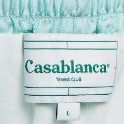 Casablanca Blue Hem Print Silk Tennis Club Shorts L