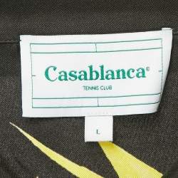 Pre Owned Casablanca Black Multi Printed Silk Bowling Shirt L