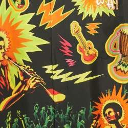 Pre Owned Casablanca Black Multi Printed Silk Bowling Shirt L